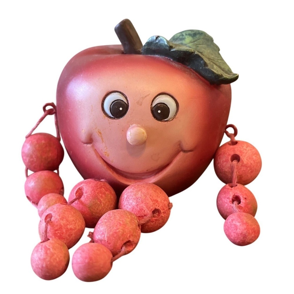 Shelf Sitter Fruit Anthropomorphic Smiling Face Resin kitschy 80's 90s Apple